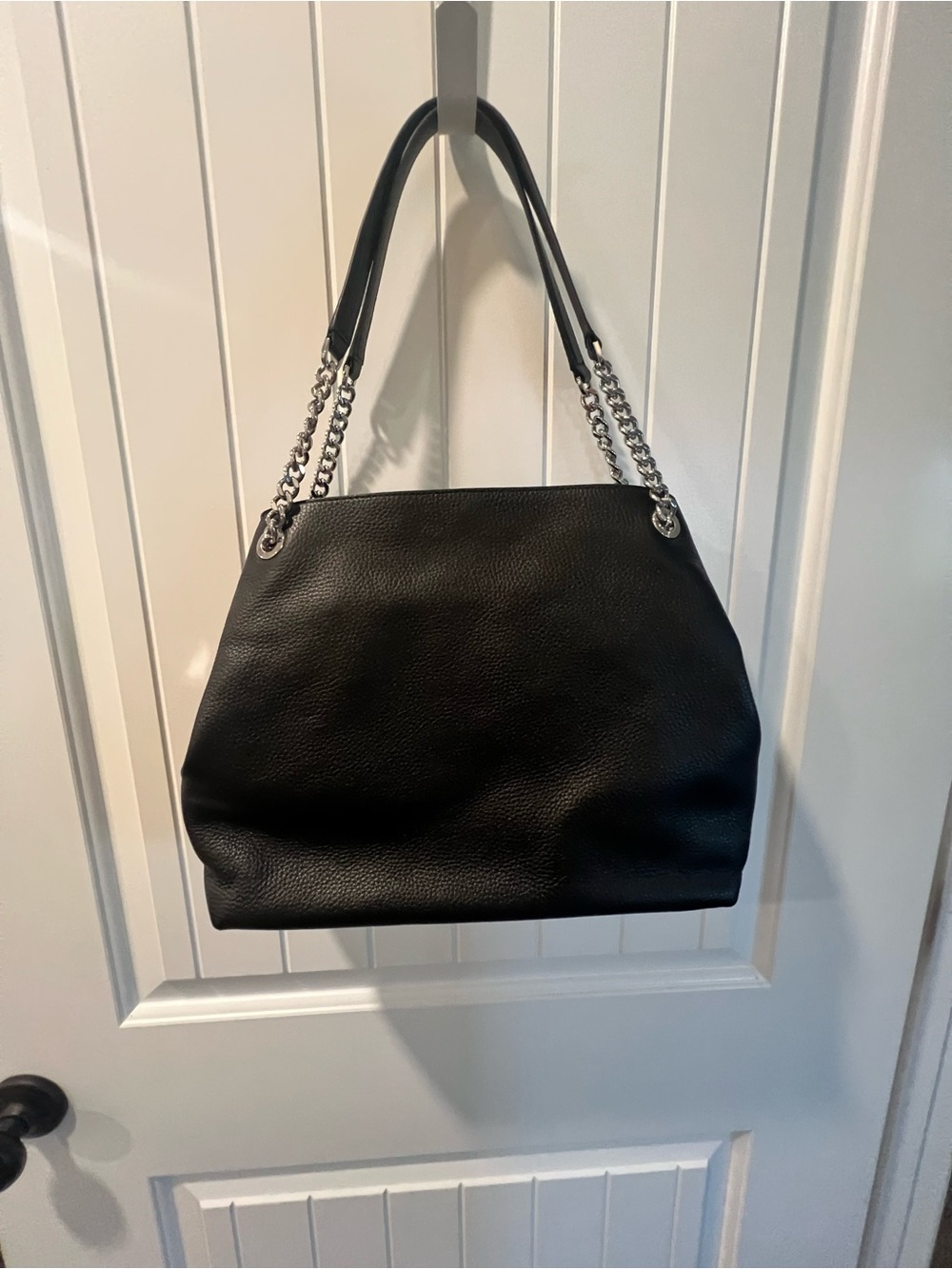 MICHAEL KORS Jet Set Large Black Pebble Leather Chain Strap NWT - Picture 3 of 8